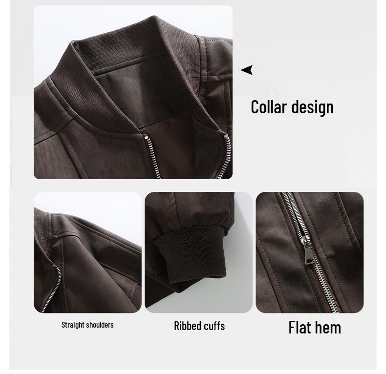 Pánská trendy volná ležérní motorkářská baseballová bunda - Jaro, Podzim, Zima