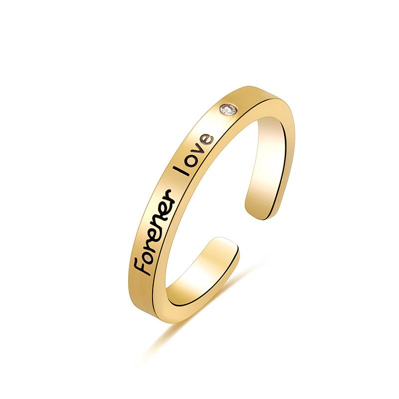 Ring mit Liebeslogo im französischen Stil aus Edelstahl, Sternbuchstabe, schlichter Titanstahlring