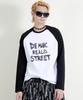 Deumakeu Text Raglan Color Block Long Sleeve T-Shirt Black & White