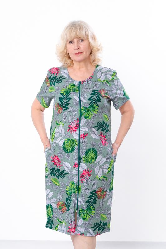 Damen Atmungsaktiver Sommer-Bademantel – Weiche Baumwolle Kulir mit durchgehendem Reißverschluss & Schicken Prints, Alltagskomfort, Sommer, 8205-002 HC