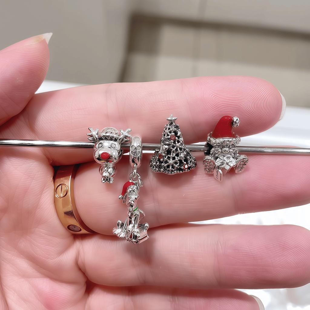 Snowman Sled Santa Claus Christmas Collection Charm Bead Pendant Fit Original European Jewelry Diy Making Unique Gift