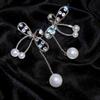 Silver Needle Luxury Zircon Pearl Bow Tassel Stud Earrings - High-End Personalized Accessories for Women