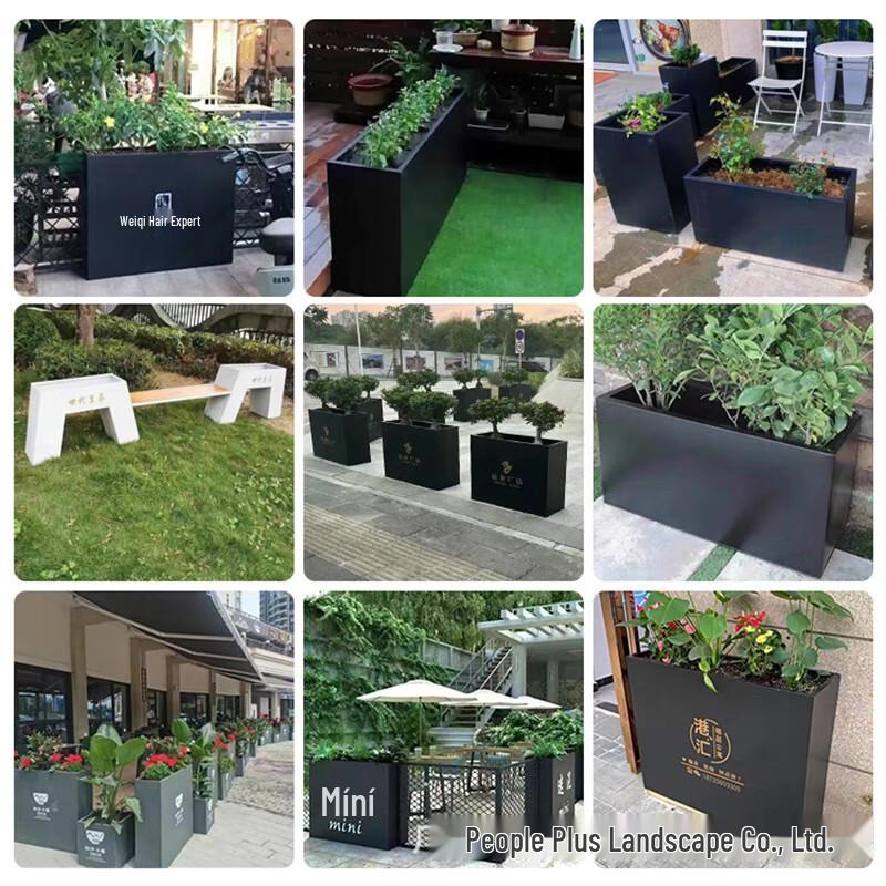 Mobile Rectangular Metal Partition Planter