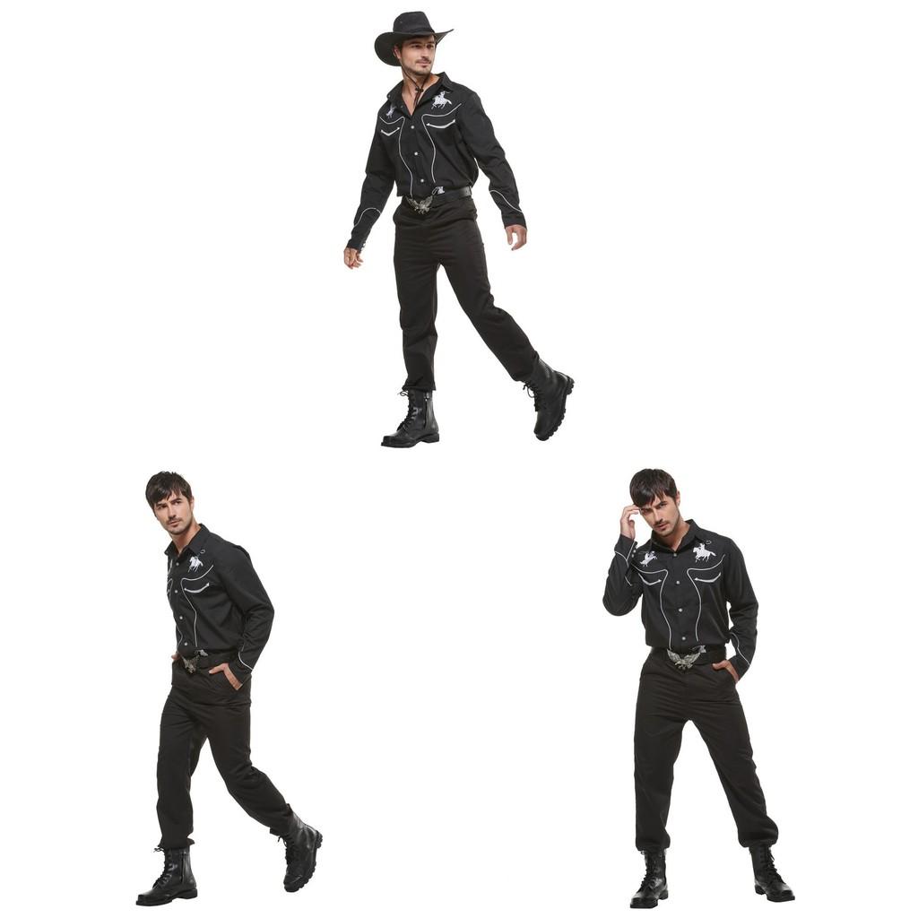 Western Cowboy Shirt Costumes For Halloween Party With Polyester Fabric For Men
