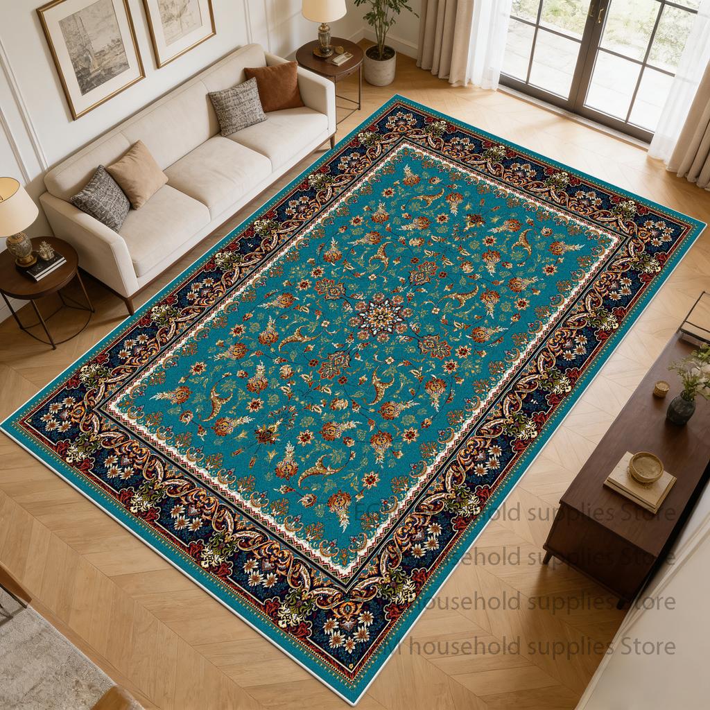 American Style Carpets Retro Living Room Decoration Light Luxury Rugs Bedroom Decor  Lounge Non-slip Study Floor Mats Washable