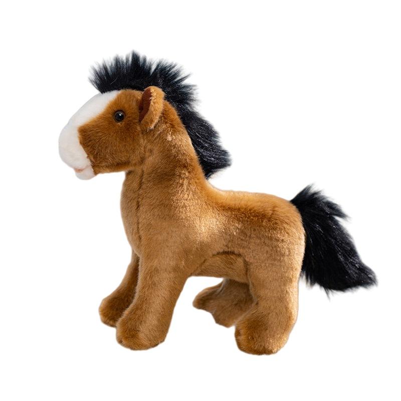 Cute Simulation Pony Doll Plush Toy Brown Pony Zodiac Horse Doll Children Soothing Doll