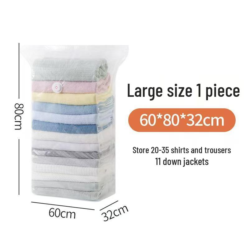 King Vacuum Compression Storage Bag with Zipper - No Pump Needed for Quilts & Clothes