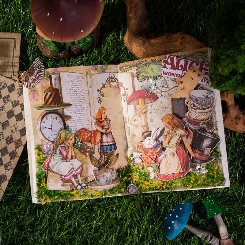 25 pcs Alice theme DIY collage dceorative paper Scrapbooking Material handmade Diary Album Junk Journal Supplies