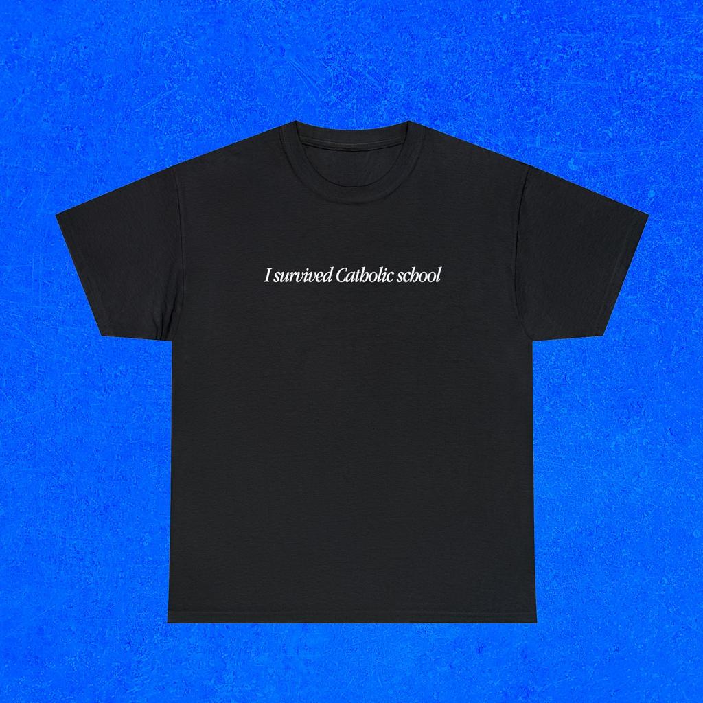 I Survived Catholic School Shirt | Catholic School Survivor Tee | Ex Catholic Humor T-Shirt | Religious School Joke | Unisex Tee