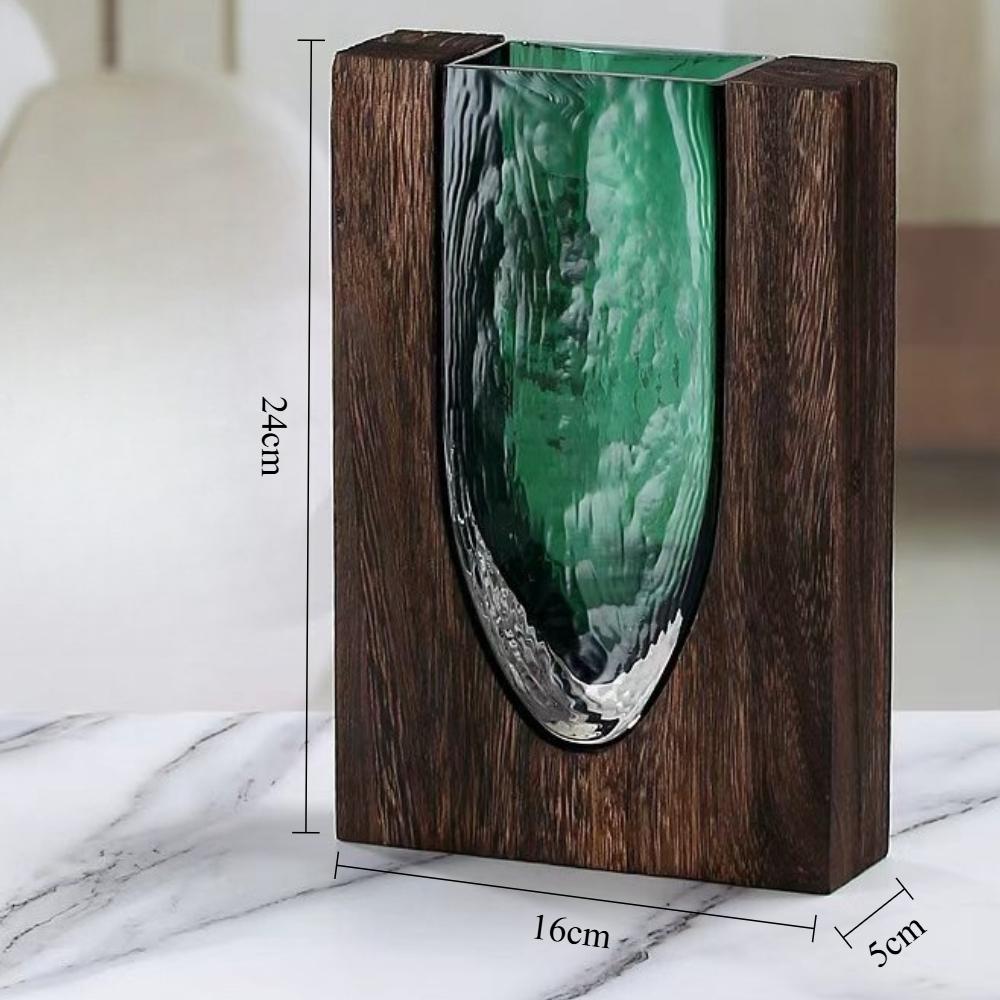 Creative Transparent Vase Nordic Style Wooden Glass Vase Decorate The Home Flower Vase Decorative Floral Arrangement Display