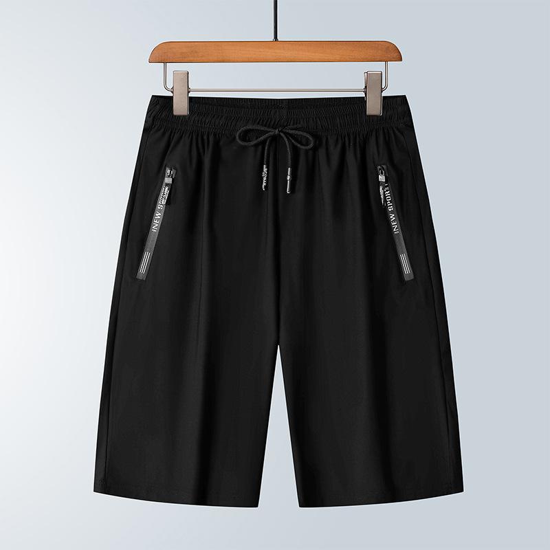 Summer Men's High Stretch Ice Silk Plus Size Pants Zipper Ice Silk Shorts Men's Loose Basketball Ice Silk Shorts Running Speed Dry Shorts