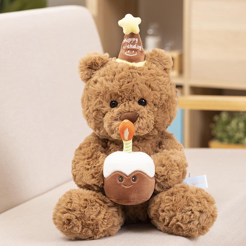 30cm Cute Birthday Hat Teddy Bear Stuffed Toy Girlfriend Valentine's Day Gift for Kids Room Bedroom Decor Favor Birthday Gifts