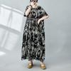 Dimanaf Women Dress Summer Plus Size Beach Sundress Linen Bohemian Print Flowers Fashion Lady Vestidos Loose Casual Long Dress Oversize 9079