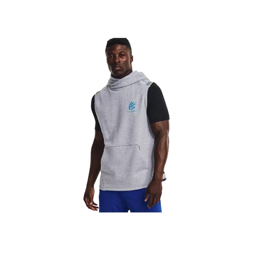 Under Armour Curry Series Fleece Casual Training Sports Running Sleeveless Hoodie Men Tops Gray 1366637-011