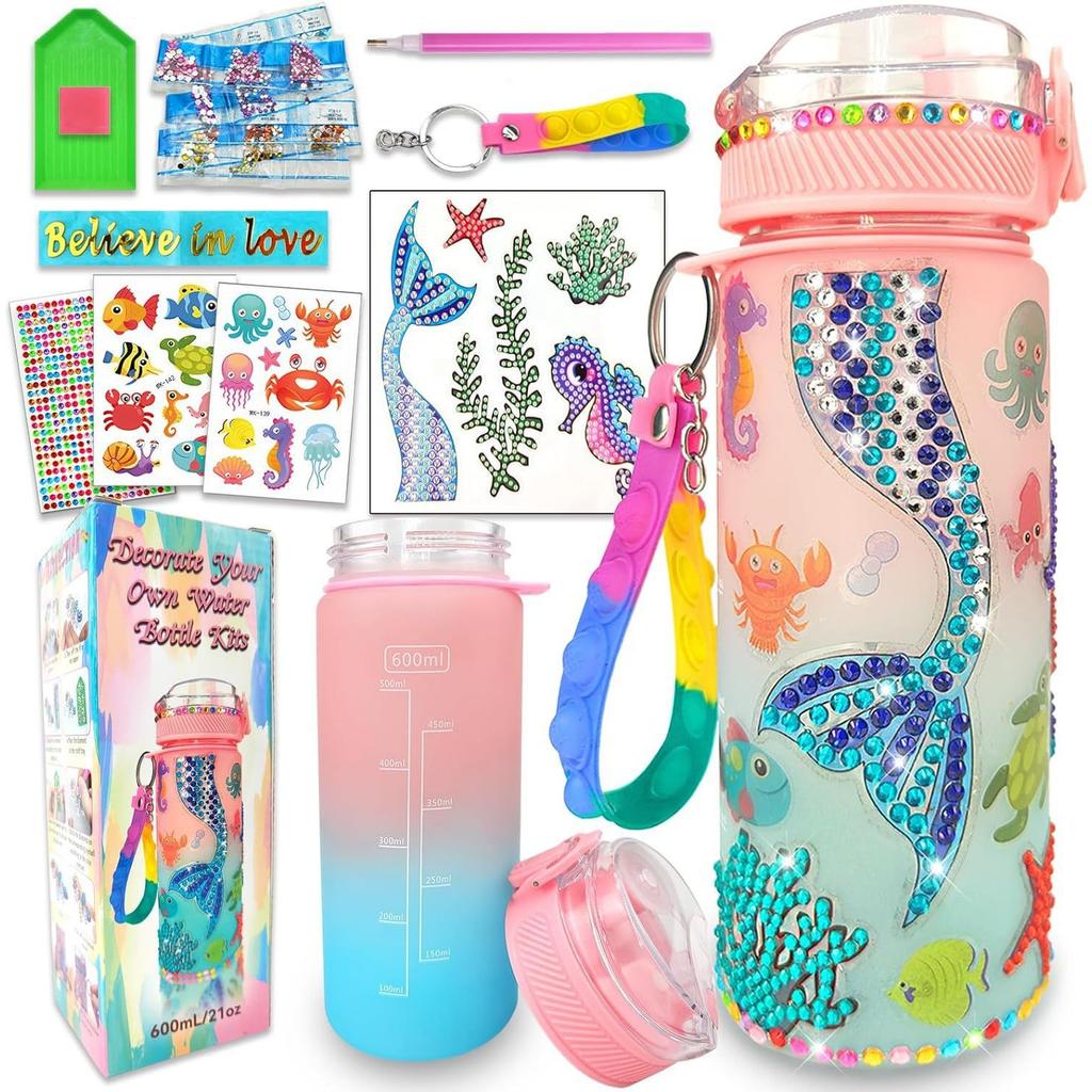 Unicorn Gift for Girls 5-10 Years Old, Kids Drinking Bottle Craft Kit, Water Bottle Diamond Painting Crafts Kids Birthday Toys for Girls 4-12 Years
