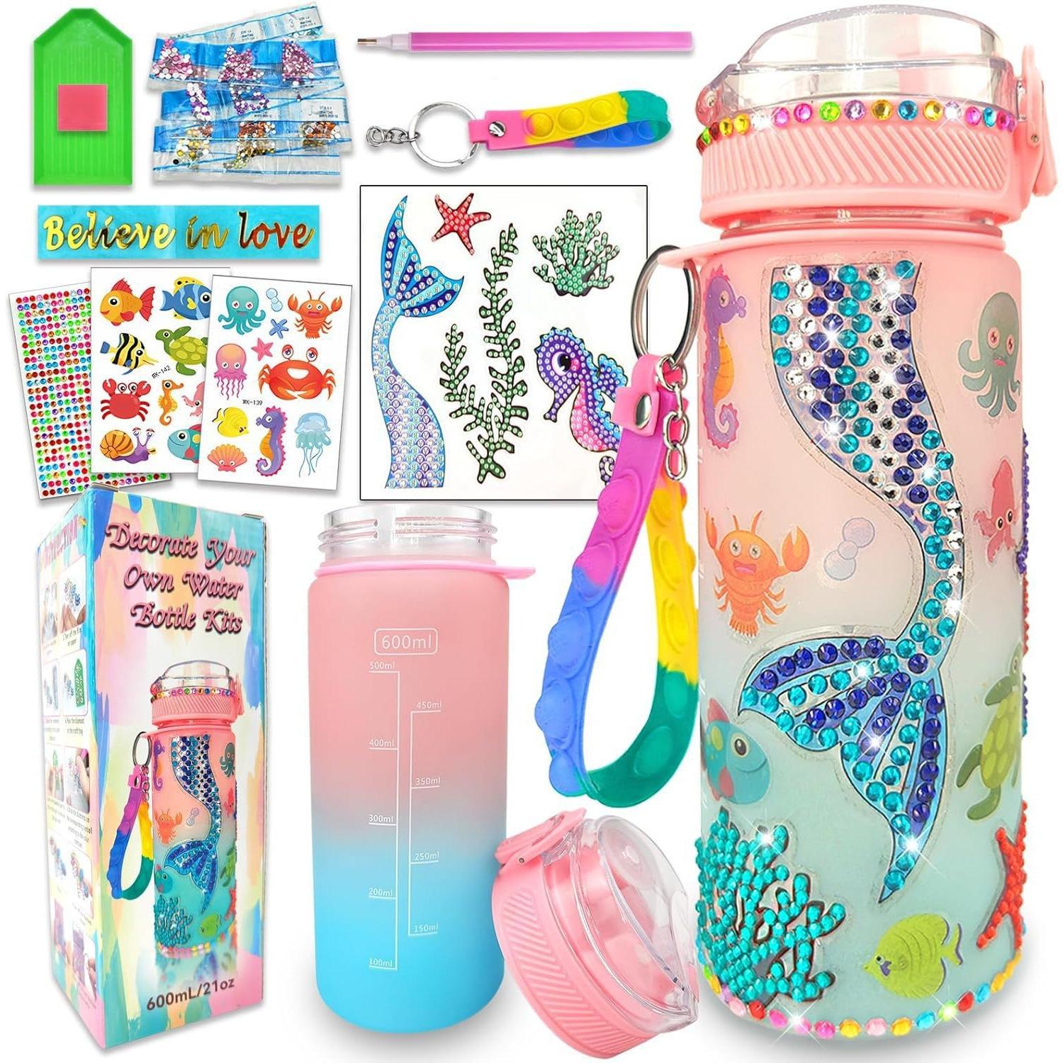 

Unicorn Gift for Girls 5-10 Years Old, Kids Drinking Bottle Craft Kit, Water Bottle Diamond Painting Crafts Kids Birthday Toys for Girls 4-12 Years розовый