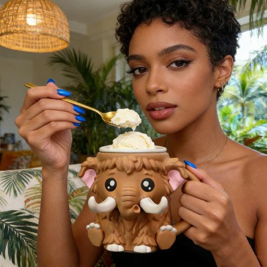 Ice Cream Cup Comfortable Mammoth Ice Cream Holder with Built-In Spoon Trough Fits Standard Ice Cream Cups Gift for Ice Cream Lovers