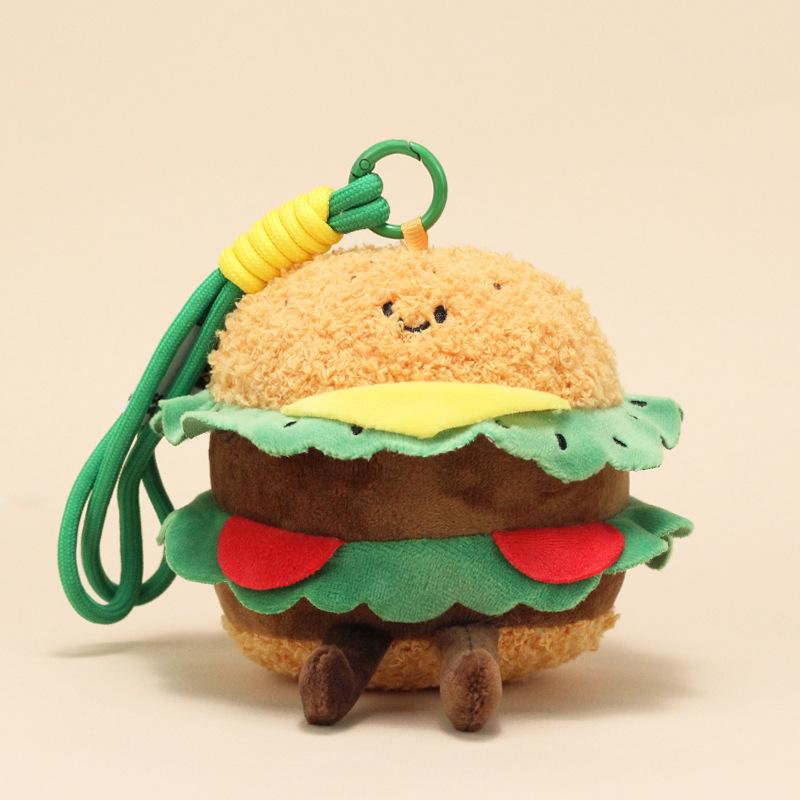 

Food Plush Keychain, Kawaii Snack Charm Set,Cute Food Plush Keychain Set, Kawaii Burger, Sandwich, Cake & Bubble Tea Bag Charms