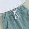 Baby Boys Summer Clothing Sets Short Sleeve Contrast Color Tops + Solid Color Drawstring Shorts 2pcs Outfit