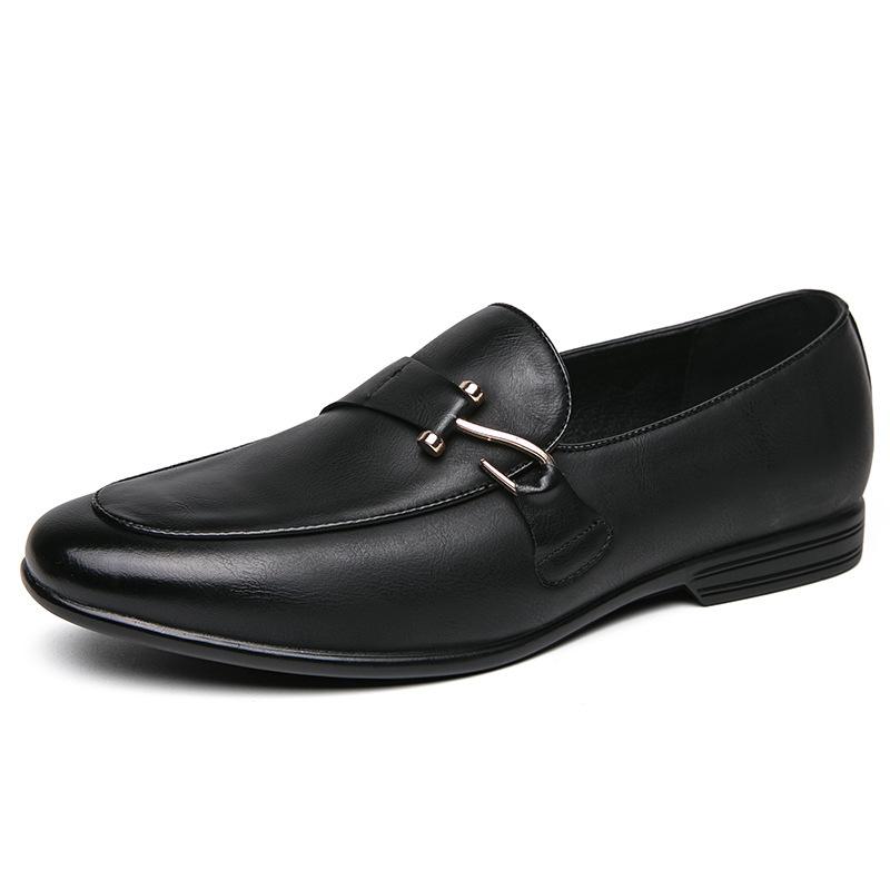 

British small leather shoes men s business dress leather shoes breathable loafers British leather shoes 38 чёрный