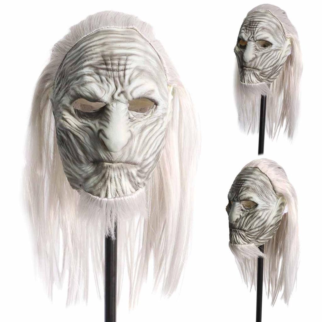 Atemberaubende Game Of Thrones White Walker Nachtkönig Latexmaske mit realistischen langen Haaren