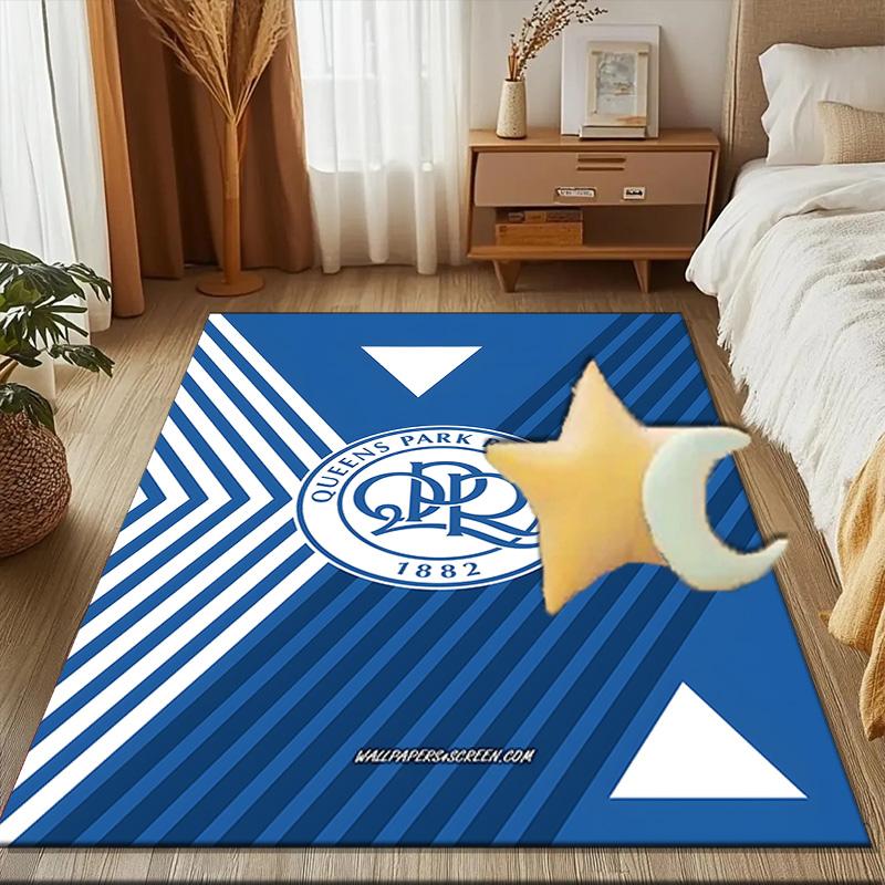 Queens Crest Football Rug for Living Room, Game Rooms, Office, Bedroom, Office Floor Mat Playful Design, fan gifts Christmas decor