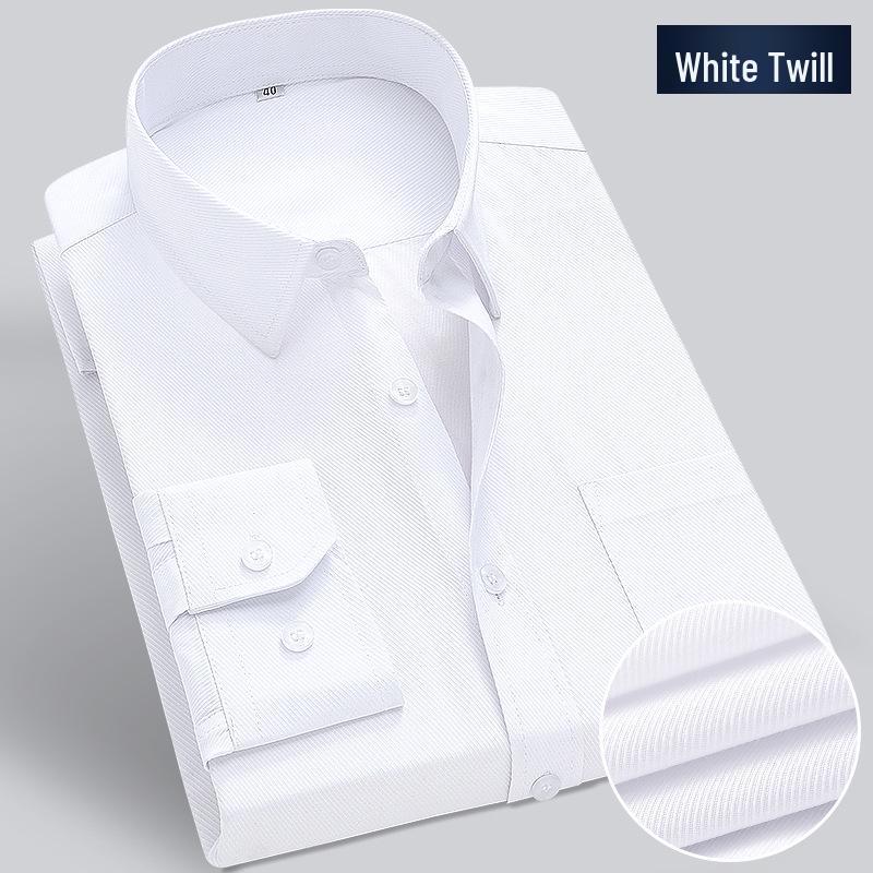 Men's Versatile White Shirt - Long/Short Sleeve, Non-Iron, Striped, Casual To Formal Wear