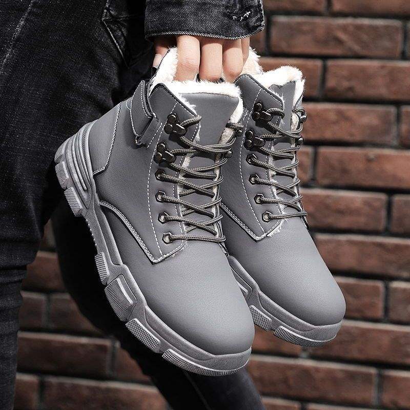 Cotton Boots Men's New Winter Velvet Thickened Warm Snow Boots Korean Version Trendy Retro British Casual Martin Boots