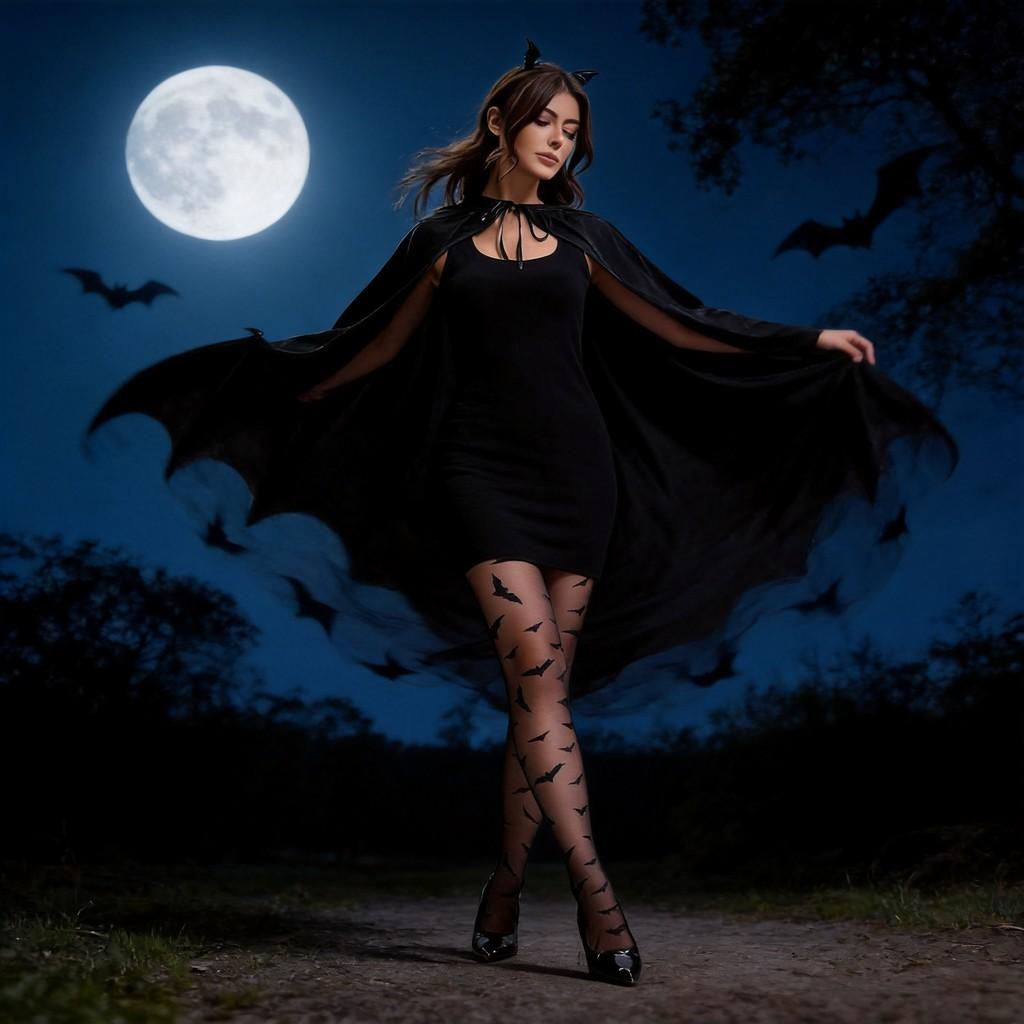 Halloween Bat Cloak For Women With Hood Cosplay Costume For Costume Party