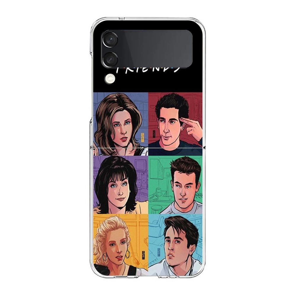 

Phone Cover For Samsung Galaxy Z Flip 7 6 5 4 Case Transparent For Samsung Z Flip 3 Hard PC Foldable Shell Friends Fundas Capas for Samsung Z Flip
