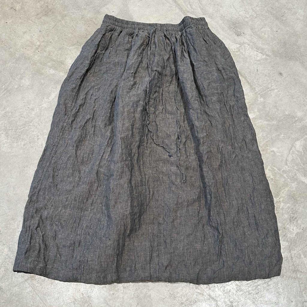 Johnature Women Vintage Skirts Elastic Waist Belt Spring Solid Color Casual A-Line Skirts