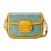 Gucci 1955 Series Vintage Gold Buckle Logo Saddle Bag Leather Crossbody Shoulder Bag Mini Unisex bags Light-Blue Orange 658574-UGMCG-4283