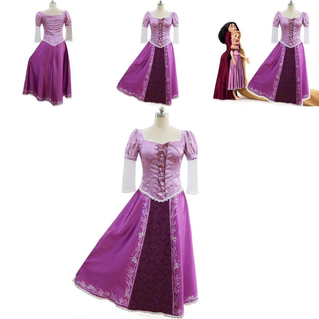 Elegante Costume da Principessa Fiabesca Adulta Rapunzel in Intrecciati per Feste di Halloween