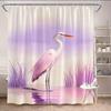 Elegant Heron Shower Curtain Machine Washable All Season Waterproof Privacy Protection 2D Print Nature Design Serene 12 Hooks