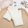 1 Pair Knitted Double Layer Warm Gloves for Women & Men Winter Autumn Touch Screen Adult Gloves