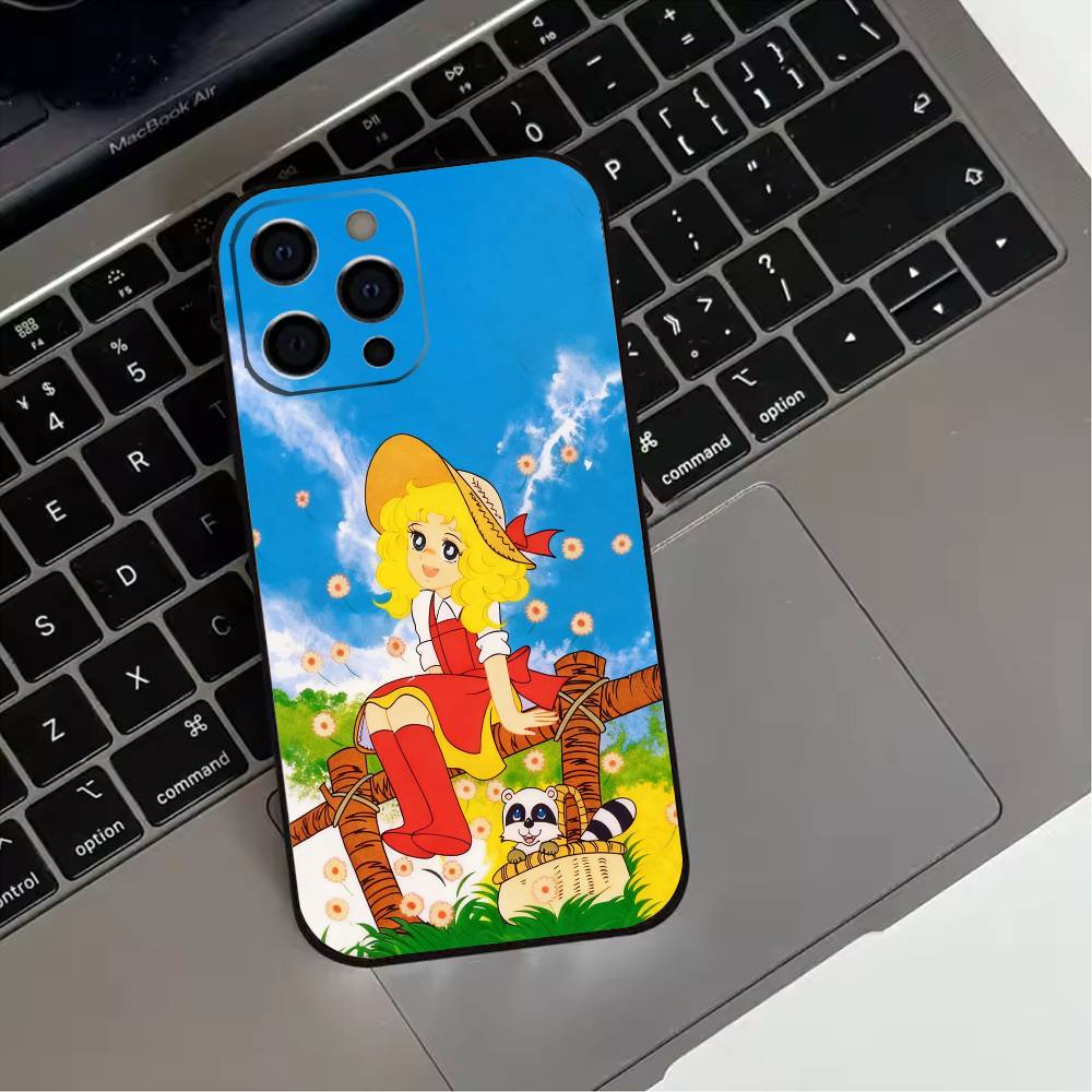 Anime Candy Candy Phone Case For iPhone 17,16,15,14,13,12,11 Plus,Pro Max,XS,Soft Silicone Black Cover