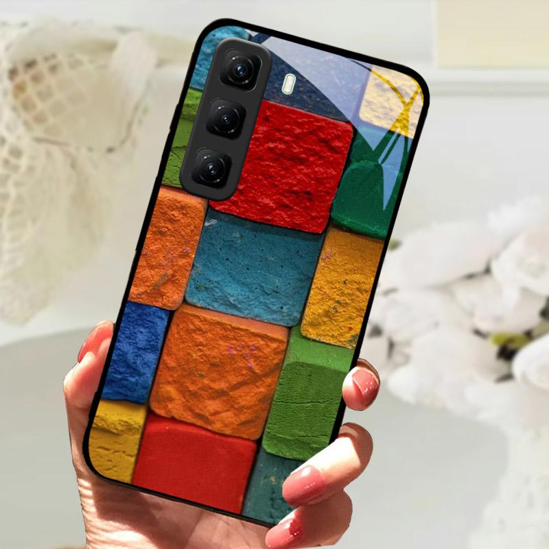 Gehärtetes Glas Case Für Infinix Hot 60 60i Hot60 Pro Plus 60Pro Handy Rückabdeckung Vollständige Abdeckung Linsenschutz Hülle Fundas Etui