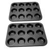 2pcs Nonstick Bakeware Muffin Pans Baking Pan for Cupcakes Carbon Steel Sturdy Even Heat Distribution Easy to Clean 12