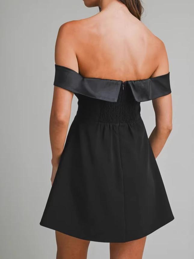European American Women's Fashion One-Shoulder Backless A-line Mini Dress