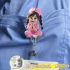 2D Flat Acrylic Pink Nurse Girl Retractable Badge Reel, Medical ID Tag Holder For Medical Students And Professional Nurse Practitioners Workplace