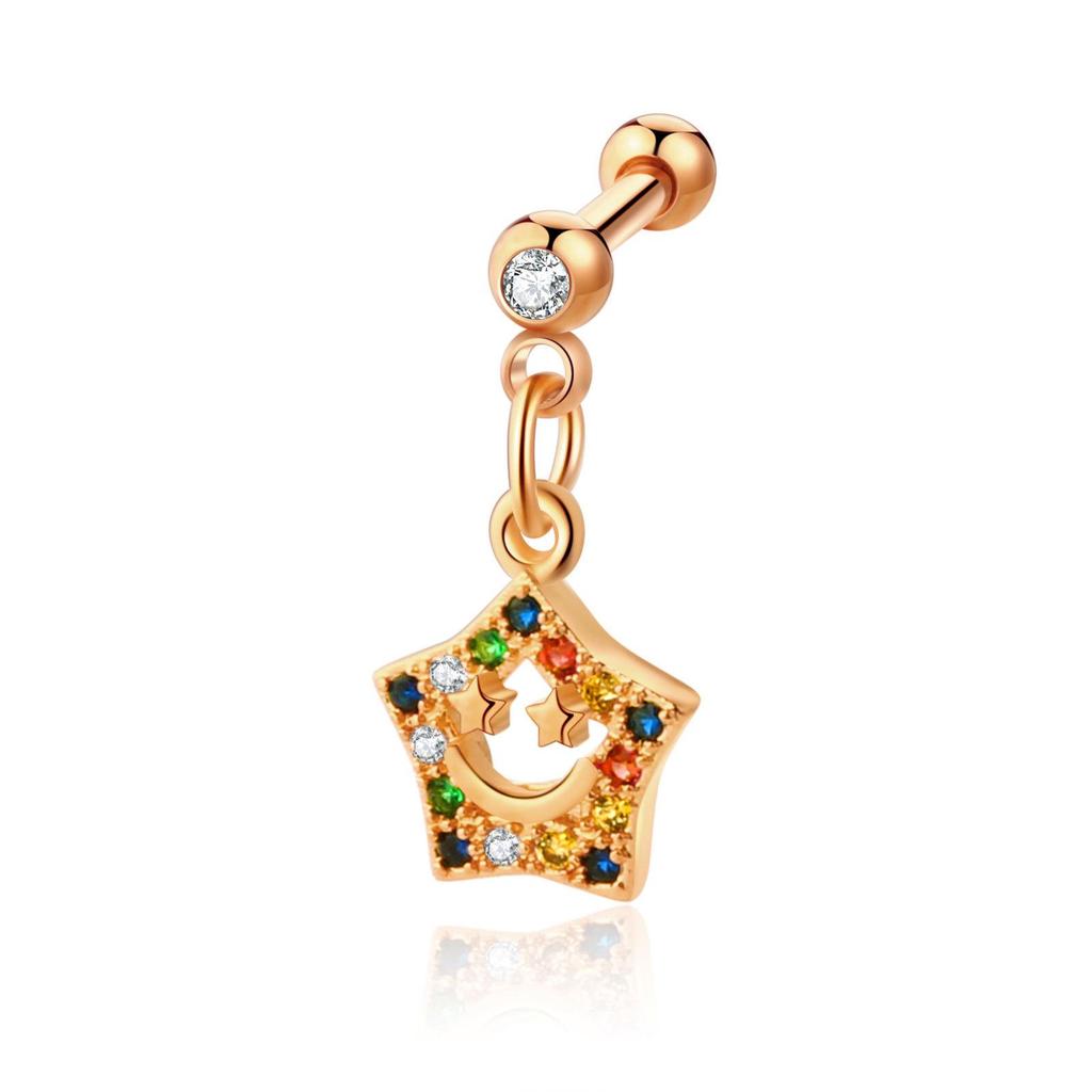 Zircon Stainless Steel Cartilage Stud Earrings - European & American Style