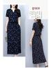 2025 Summer Collection: Floral V-Neck Cotton and Rayon Dress - Waist-cinching, Slimming, Age-Reducing Long Dress for Women