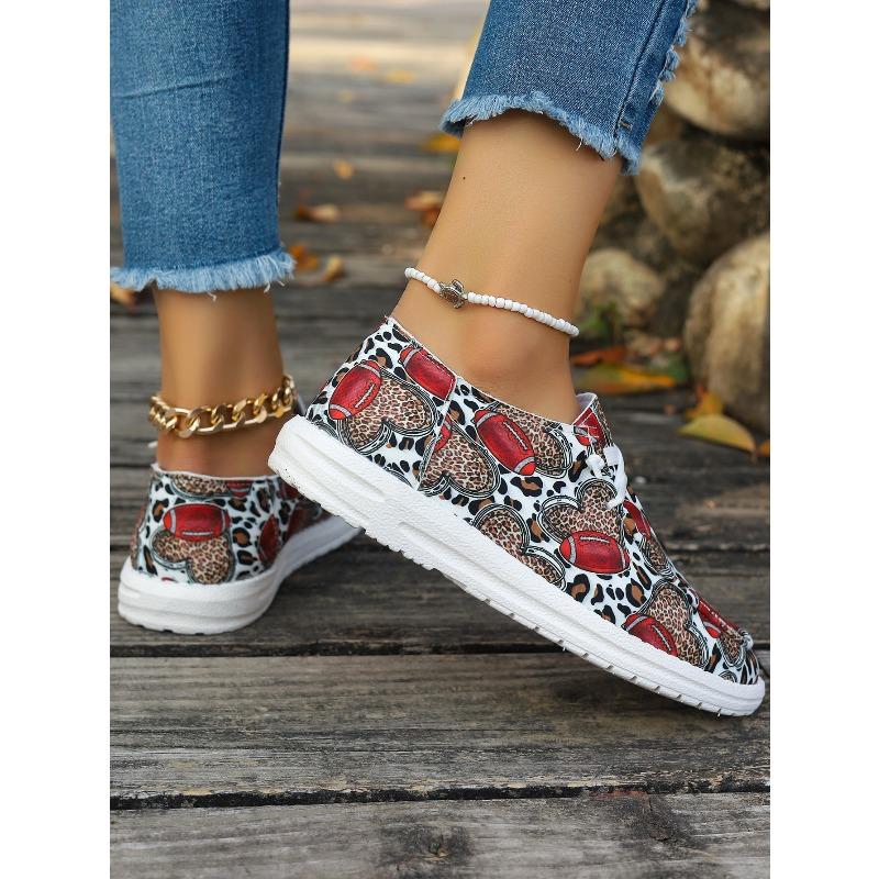 Foreign Trade Large Size New Flat-bottom Printed Canvas Shoes Comfortable Round Head Fashion Casual Shoes