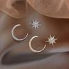 Korea New Fashion Star Moon Stud Earrings for Women Daily Accessories Personality Asymmetric Earrings Charm Party Zircon Gift
