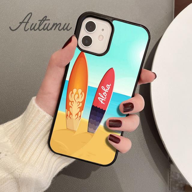 HAWAII BEACH SURF GIRL SURFING ART Phone Case for iPhone 17 Air 15 16 16e 11 12 13 14 Pro Max Plus Cover coque Fundas