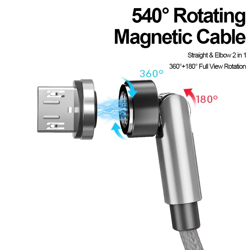 

2m Fast Charging Data Cable+Micro Plug 540 Degrees Rotating Magnetic Attraction Converter Silver