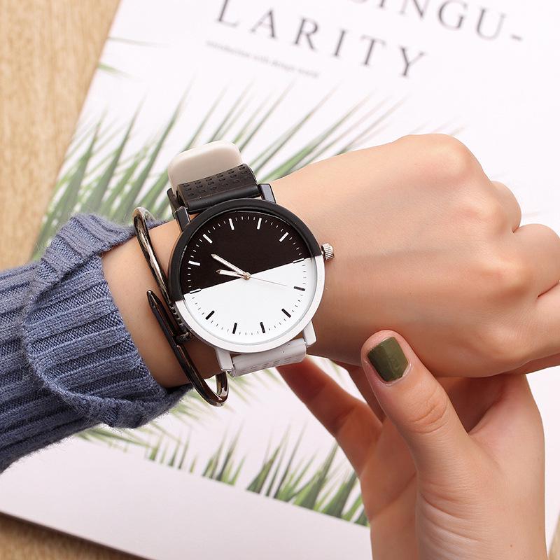 Korean Style Men's & Women's Trendy Couple Watches - Black & White, Retro, Casual, Big Dial, Quartz for Students