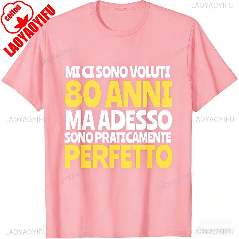 80 Years Funny Gift Male Birthday Unisex Dad Grandpa TShirt PraticaUnisexte Perfetto High Quality Cotton Adult Regular Short Sleeve