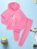 New Fashion Girls 2-piece Set Hooded Pullover Sweatshirt & Sweatpants Cartoon Unicorn Print Casual Fleece Lined Warm Sports Outfits For Autumn/ Winter