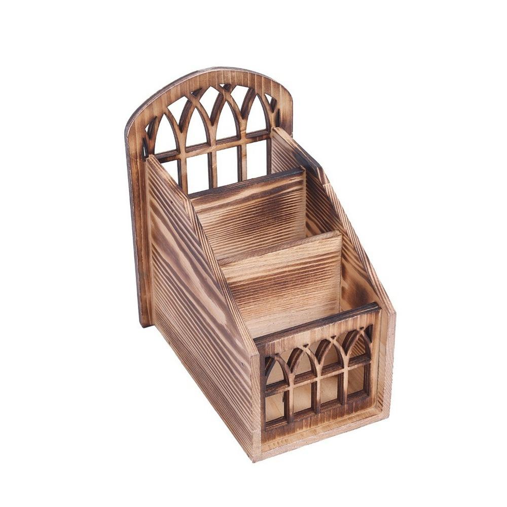 

Vintage Style Remote Control Holder Wooden Remote Container Desktop Organizer for Living Room Style A